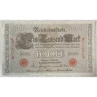 Банкнота 1000 марок 1910 год. Германская империя. Красная печать. С рубля без МЦ.