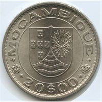 Мозамбик. 20 эскудо 1972 год  KM#87  Тираж: 1.158.000 шт
