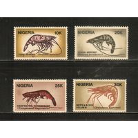 Нигерия-1988(Мих.520-523),  ** ,   Морская  Фауна , Креветки (полная серия)