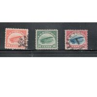 США-1918, (Скотт.С1-С3), гаш.(1 м - *) , Авиапочта, Самолеты(полная серия)