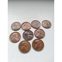 1 цент США, 9 шт.