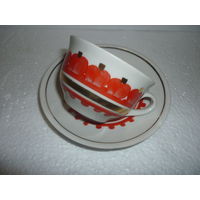 Кофейная пара. Ручная роспись. Бориславский ф-ый завод. СССР.