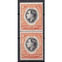 206.BrK. Великобритания. Колонии.  Юго- Западная Африка. Георг VI. Стандарт. 1937 г. 2x1 1/2P. Mi.##186/187. MNH.