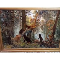 Картина "Утро в сосновом лесу", масло фанера Лобков П.Д 1988 г. с карт Шишкина разумный торг