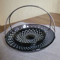 Вазочка для варенья, розетки 3 шт., НПО Светлана, дымчатое стекло, винтаж.