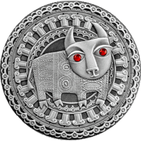 ТОРГИ. Серебро. Цялец. 2009  (Taurus. 2009) , Телец . 2009 год .  Серебро , 20 рублей . Знаки Зодиака . Гороскоп. Гараскоп .