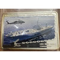 500 шиллингов 2014 20г 999 проба! Командный корабль ВМС США "Блю Ридж"