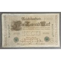 Банкнота 10000 марок 1910 год. Зеленая печать. Германская империя.