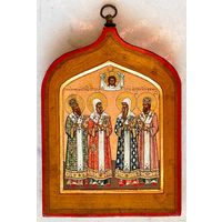 Собор Святых: Иоан, Пётр, Алексий, Филипп. 19 век, Палех. Размер 13х9,5 см.