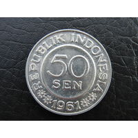 Индонезия. 50 сенов. 1961. С 20 копеек. Распродажа коллекции. Смотрите другие лоты.