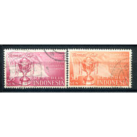 Индонезия - 1958г. - международный чемпионат мира по бадминтону - 2 марки - гашёные. #4-W2-133-A-2