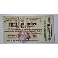 1923 год 5 МИЛЛИАРДОВ  марок Германия