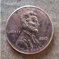 США 1 цент, 2019 г., цент Линкольна, без отметки мд: Филадельфия, KM# 468