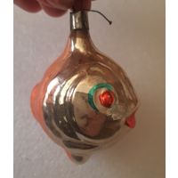 Игрушка ёлочная Рыбка золотая, стекло. СССР