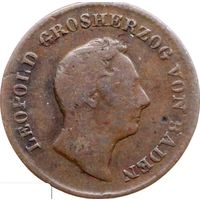 РАСПРОДАЖА!!! - ГЕРМАНИЯ БАДЕН 1/2 крейцера 1852 год "ЛЕОПОЛЬД БАДЕНСКИЙ-Последний Год Правления"