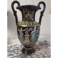 Ваза-амфора греческие мотивы, черный кобальт в золоте