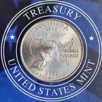 США 25 центов 2002 г. (P). Квотер штата Луизиана.