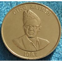 Заир. 5 заиров 1987 год  KM#14