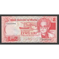 Мальта 2 лиры 1967 года. Тип P-37. Состояние aUNC