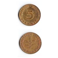 5 пфеннигов Германия 1950 года(F)
