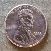 США 1 цент, 2003 г., цент Линкольна, без отметки мд: Филадельфия, KM# 201b