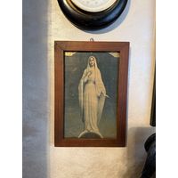 Старинная литография Дева Мария в раме