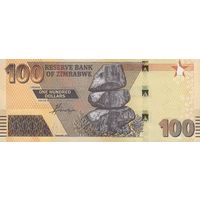 Зимбабве 100 долларов образца 2023 года UNC pw106