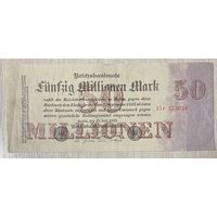Банкнота  50 миллионов марок. Веймарская республика , 1923 год С рубля без МЦ.