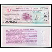 Аргентина 100 Аустрал 1991 год, провинция Тукуман, UNC
