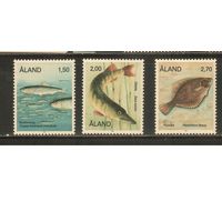 Аланды-1990(Мих.38-40) , ** , Фауна, Рыбы (полная серия)