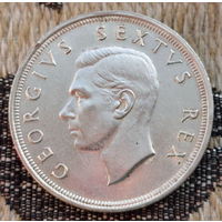 ЮАР 5 шиллингов 1952 года "300 лет основанию Кейптауна" Корабль. Король Георг.  Серебро. Сторгуй за свою цену, предложи обмен! S75-2