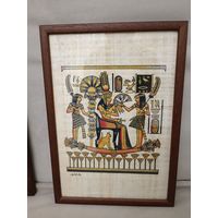 Пано из натурального пергамента в рамке под стеклом. Египет