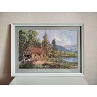 Вышитая крестиком картина "Домик на опушке"