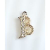 Лот С 1 РУБЛЯ! много лотов! Подвеска-кулон Буква латинская "В" с фианитами, серебро 925