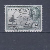 [2057] Британские колонии. Ньясаленд 1945. Георг VI.Ландшафт.1,5d. Гашеная марка.