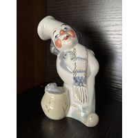 ФАРФОРОВАЯ СТАТУЭТКА "ПРИЯТНОГО АППЕТИТА", "ПОВАР", "КЛОУН - ПОВАР" или "ПОВАР С КОТОМ". ПОЛОНСКИЙ ЗАВОД ХУДОЖЕСТВЕННОЙ КЕРАМИКИ (ЗХК) ПОЛОННЕ, УССР!!! СТАРТ С РУБЛЯ!!!