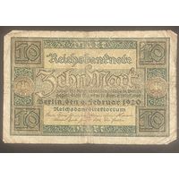 Банкнота 10 марок 1920 год. Веймарская республика