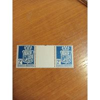 Французская колония Алжир пара с купоном  без клея без дыр герб (5-7)