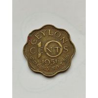 10 центов Цейлон. Георг 6.