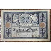 Банкнота 20 марок 1915 год. Германская империя.