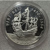 50000 лир 1995 Пири-реис - серебро 925пр. 31,47 грамм