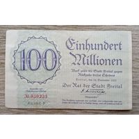 Werty71 Германия 100000000 марок 1923 100 миллионов банкнота Фрайталь Саксония