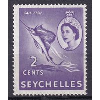 103.BrKSe. Великобритания. Колонии. Сейшельские острова. Елизавета II. Местные мотивы. 2C. 1954 г. Mi.#170. MNH.