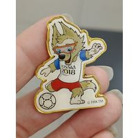 Значок ЧМ по футболу 2018 Волк Забивака FIFA World cup Russia 2018