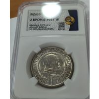 2 кроны 1921 Швеция ms 65 ННР