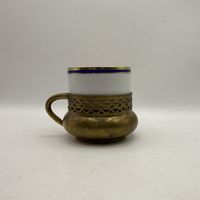 Чашка для эспрессо в латунном подстаканнике. Италия. 3878