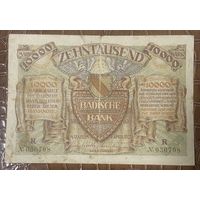 Банкнота 10000 марок Баденский банк. 1923 год. Веймарская республика.