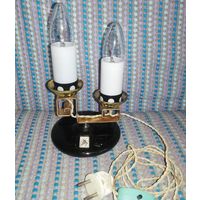 Светильник старинный настольный двухрожковый "Львов", СССР