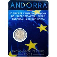 2 евро 2022 Андорра 10 лет Денежно-Кредитного соглашения между Андоррой и ЕС BU
