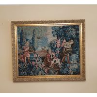 Антикварный французкий гобелен в багетной раме.